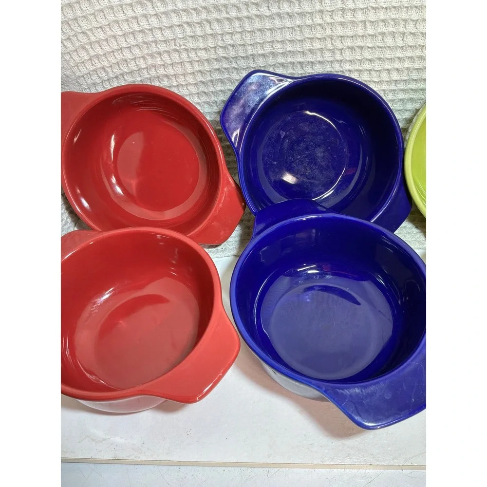MCM Unisex Chantal Ceramic Handled Ramekin Bowls 5.25in Red Blue Green Set of 6